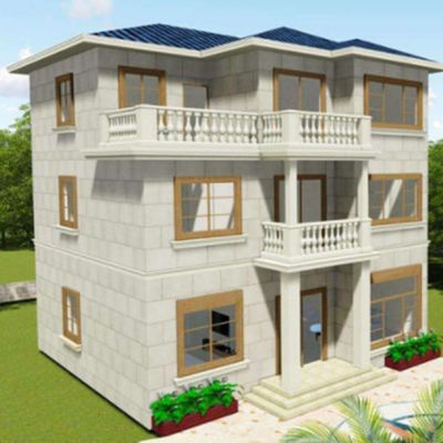 Villa di struttura in acciaio leggero per case in container in bianco/grigio/nero