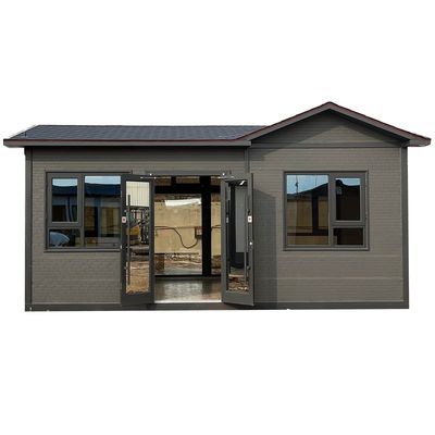 Porta in acciaio casa mobile casa modulare contenitore prefabbricato con muro tenda di vetro