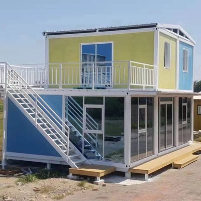 Porta in acciaio casa mobile casa modulare contenitore prefabbricato con muro tenda di vetro