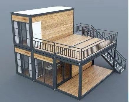 Case in container a due piani su misura con design impermeabile e caratteristiche smontabili